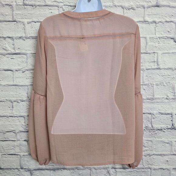 NWT Maurices Blouse Womens Size Small Sheer Long Sleeve Button Down Blush Color - Picture 2 of 16